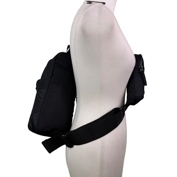 Adidas Unisex Black Nylon Multiple Zippered Adjustable Strap Sling Backpack - Picture 14 of 16